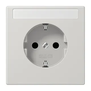Jung SCHUKO Steckdose, 16 A 250 V ~, ohne Krallen, mit Schriftfeld, Duroplast, Serie LS, lichtgrau LS1520NNALG