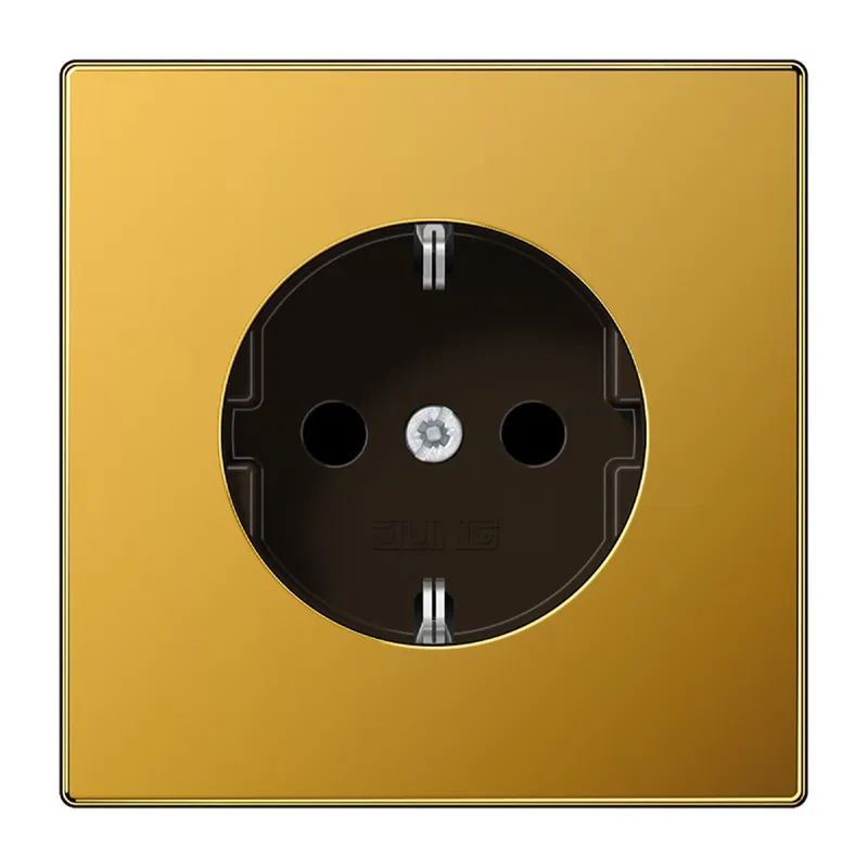 Jung SCHUKO Steckdose, 16 A 250 V ~, SAFETY+, Metall mit echter Goldauflage, Serie LS, vergoldet LS1520KIGGO