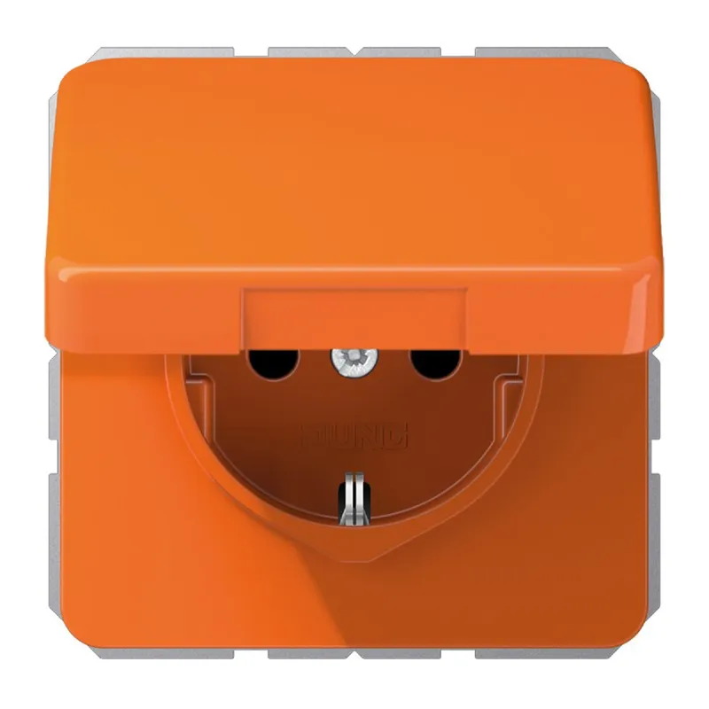 Jung SCHUKO Steckdose, 16 A 250 V ~, Klappdeckel, Thermoplast, Serie CD, orange (für ZSV) CD1520BFKLO