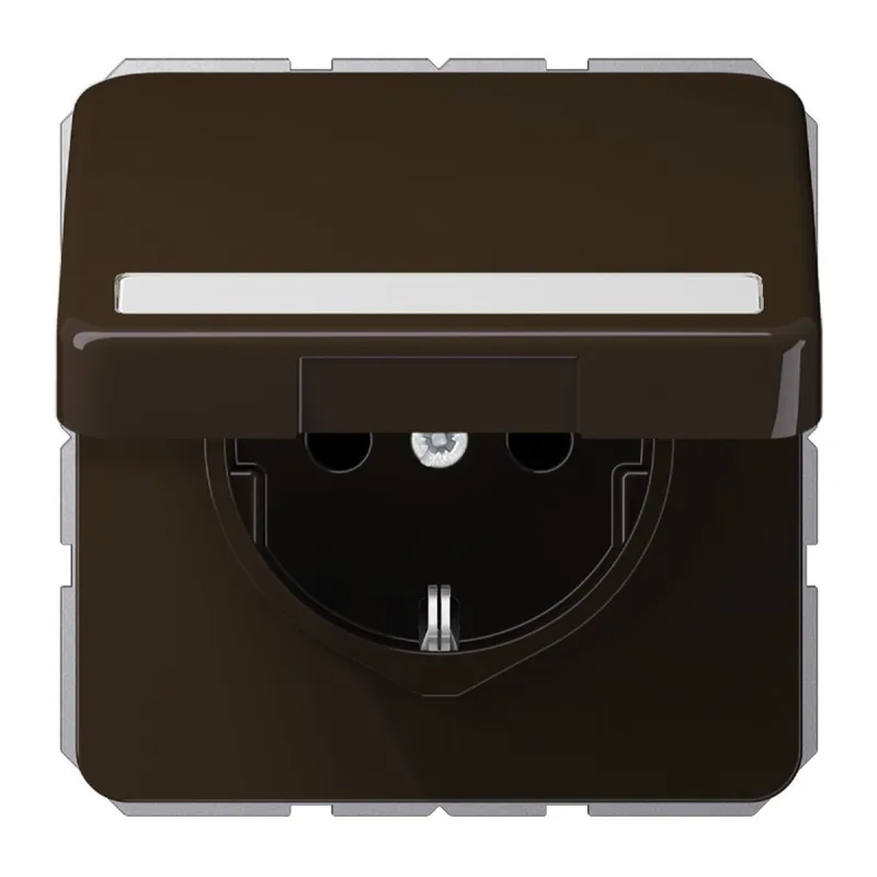 Jung SCHUKO Steckdose, 16 A 250 V ~, mit Schriftfeld, Thermoplast, Serie CD, braun CD1520BFNAKLBR