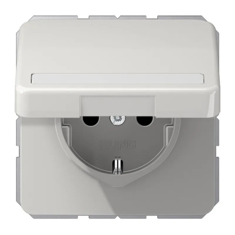Jung SCHUKO Steckdose, 16 A 250 V ~, mit Schriftfeld, Thermoplast, Serie CD, lichtgrau CD1520BFNAKLLG