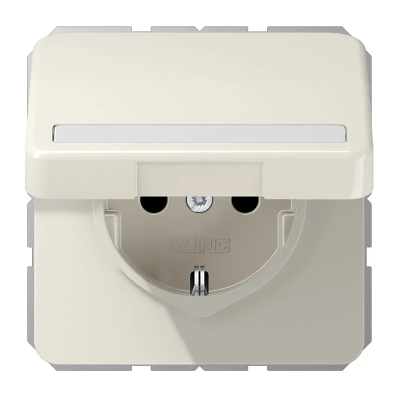 Jung SCHUKO Steckdose, 16 A 250 V ~, ohne Krallen, mit Schriftfeld, Thermoplast, Serie CD, we CD1520NBFNAKL