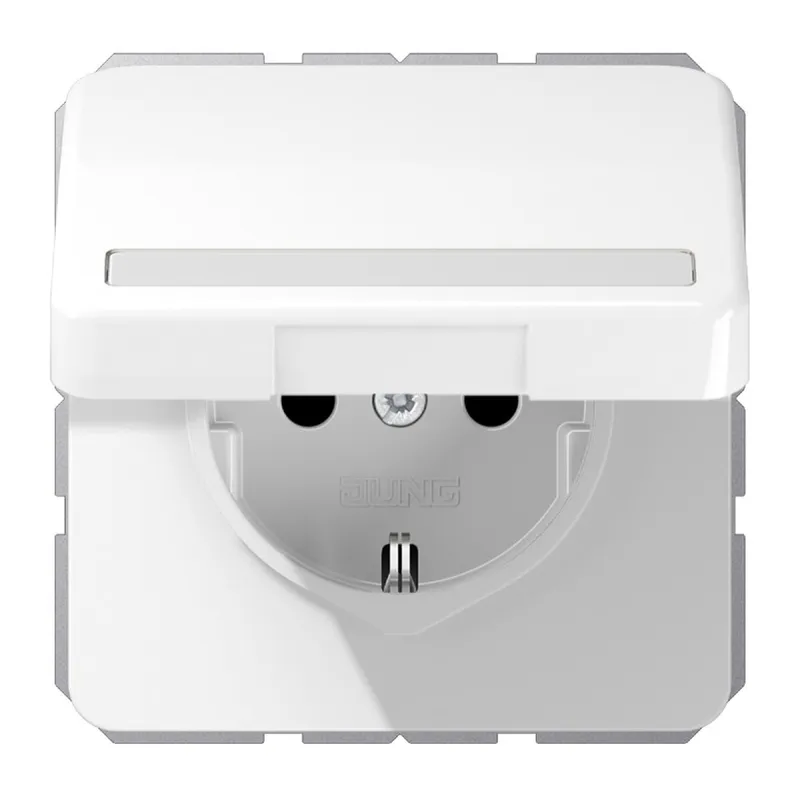 Jung SCHUKO Steckdose, 16 A 250 V ~, ohne Krallen, mit Schriftfeld, Thermoplast, Serie CD, al CD1520NBFNAKLWW