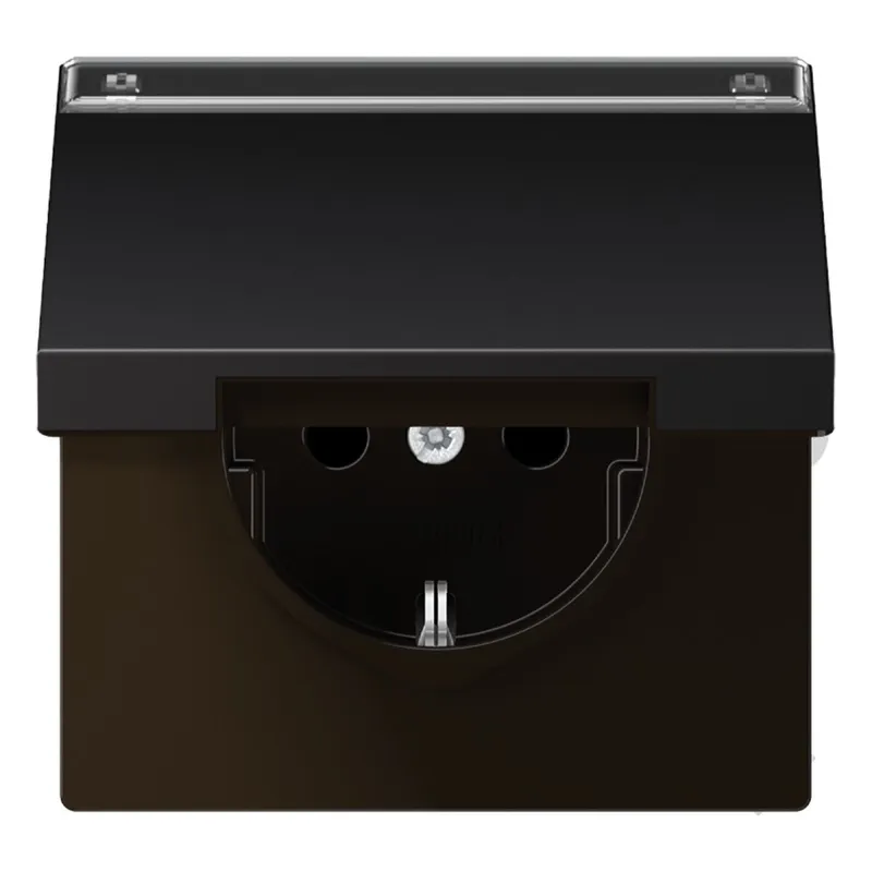 Jung SCHUKO Steckdose, 16 A 250 V ~, mit Schriftfeld, Aluminium lackiert, Serie LS, dark AL1520NAKLD