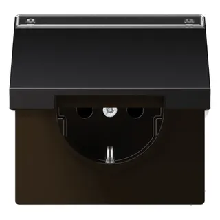 Jung SCHUKO Steckdose, 16 A 250 V ~, mit Schriftfeld, Aluminium lackiert, Serie LS, dark AL1520NAKLD