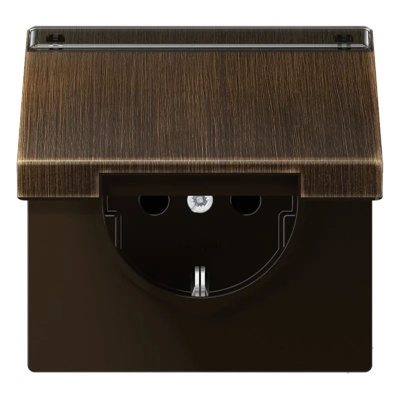 Jung SCHUKO Steckdose, 16 A 250 V ~, mit Schriftfeld, Messing, Serie LS, Messing antik ME1520NAKLAT