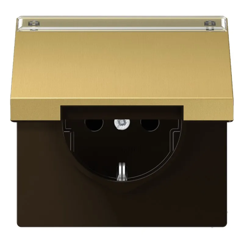 Jung SCHUKO Steckdose, 16 A 250 V ~, mit Schriftfeld, Messing, Serie LS, Messing classic ME1520NAKLC