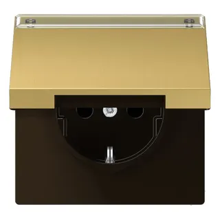 Jung SCHUKO Steckdose, 16 A 250 V ~, mit Schriftfeld, Messing, Serie LS, Messing classic ME1520NAKLC