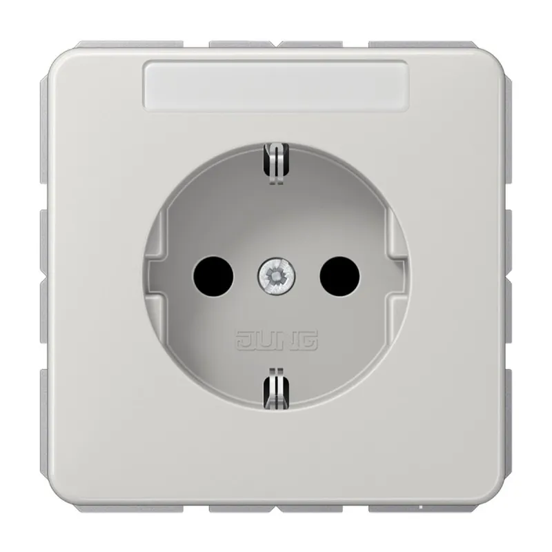 Jung SCHUKO Steckdose, 16 A 250 V ~, mit Schriftfeld, Thermoplast, Serie CD, lichtgrau CD1520BFNALG