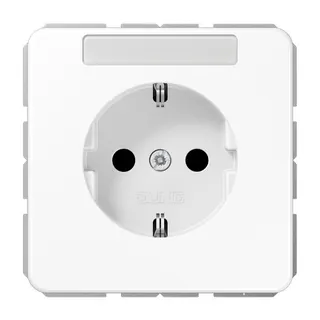 Jung SCHUKO Steckdose, 16 A 250 V ~, mit Schriftfeld, Thermoplast, Serie CD, alpinweiß CD1520BFNAWW