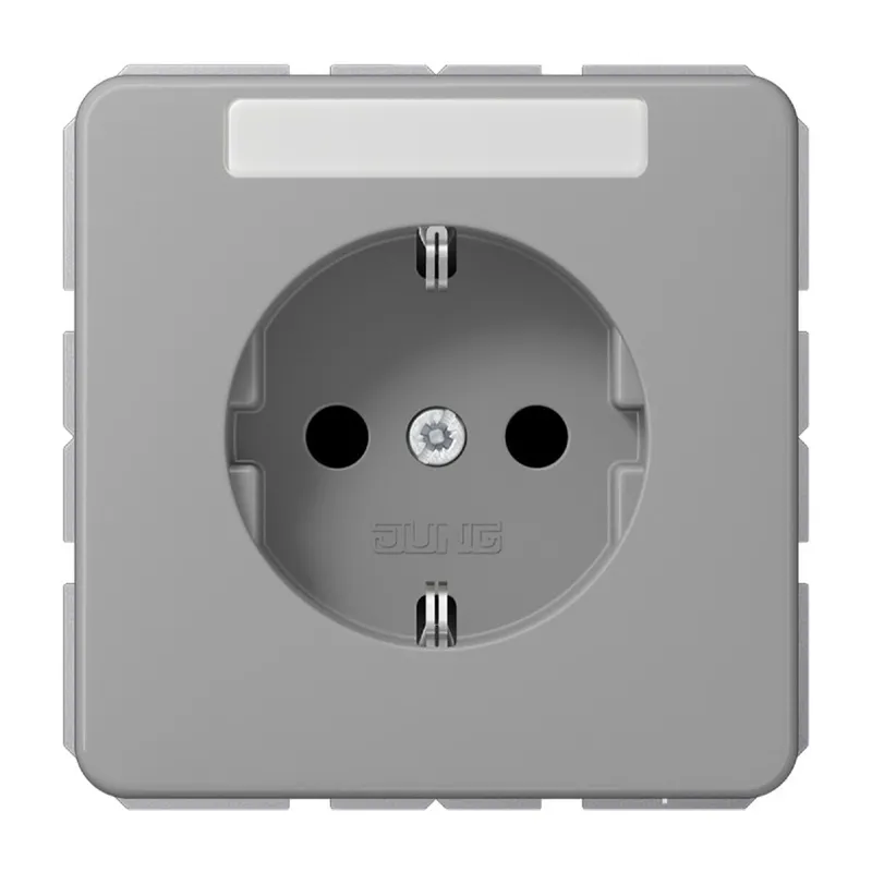 Jung SCHUKO Steckdose, 16 A 250 V ~, mit Schriftfeld, Duroplast, Serie CD, grau CD1520NAGR