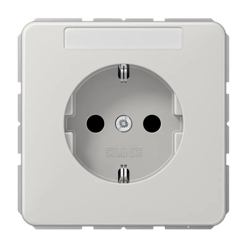 Jung SCHUKO Steckdose, 16 A 250 V ~, mit Schriftfeld, Duroplast, Serie CD, lichtgrau CD1520NALG