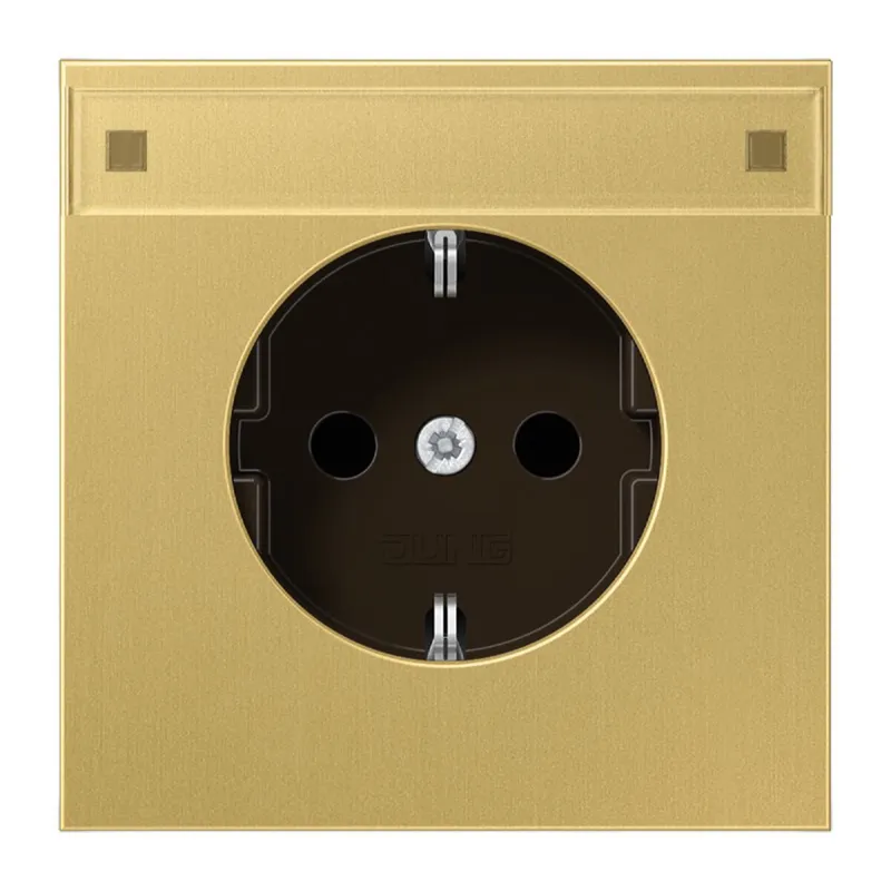 Jung SCHUKO Steckdose, 16 A 250 V ~, mit Schriftfeld, SAFETY+, Messing, Serie LS, Messing classic ME1520KINAC