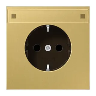 Jung SCHUKO Steckdose, 16 A 250 V ~, mit Schriftfeld, SAFETY+, Messing, Serie LS, Messing classic ME1520KINAC