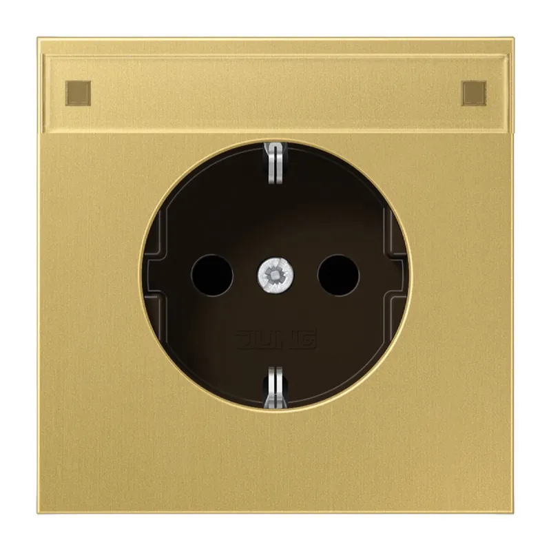 Jung SCHUKO Steckdose, 16 A 250 V ~, mit Schriftfeld, Messing, Serie LS, Messing classic ME1520NAC