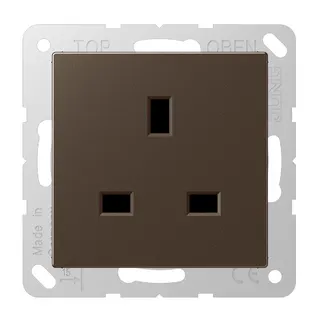 Jung Steckdose, 13 A 250 V ~, Schraubklemmen BS 1363-1, 4 mm2, ohne Krallen, SAFETY+, Serie A, mokka A3521MO