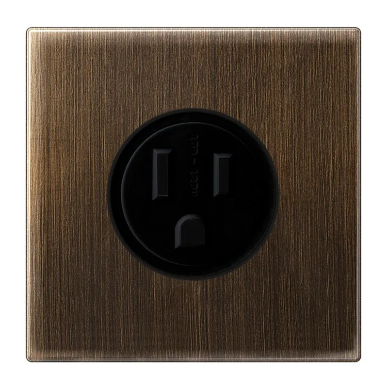 Jung Steckdose, US-Norm NEMA, 15 A 125 V ~, Schraubklemmen, ohne Krallen, Messing, Serie LS, Messing antik ME2521-15AT
