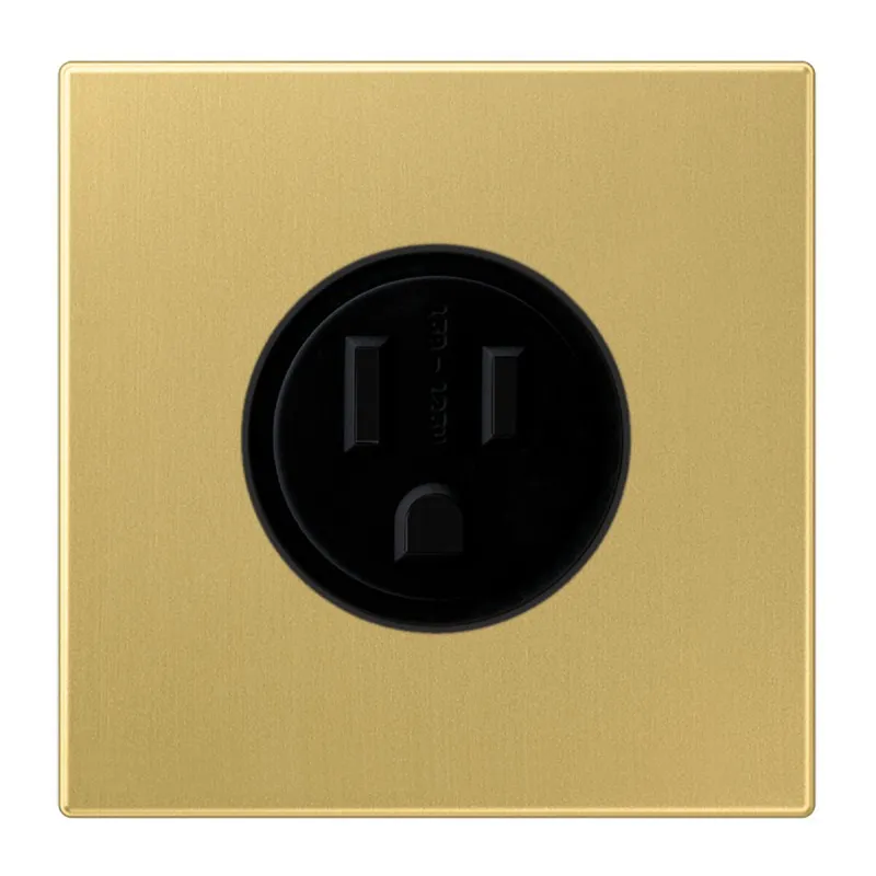 Jung Steckdose, US-Norm NEMA, 15 A 125 V ~, Schraubklemmen, ohne Krallen, Messing, Serie LS, Messing classic ME2521-15C