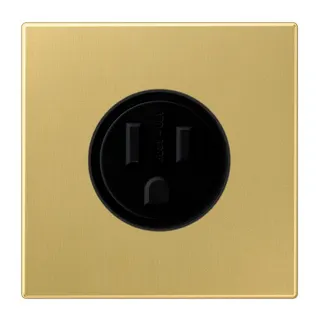 Jung Steckdose, US-Norm NEMA, 15 A 125 V ~, Schraubklemmen, ohne Krallen, Messing, Serie LS, Messing classic ME2521-15C