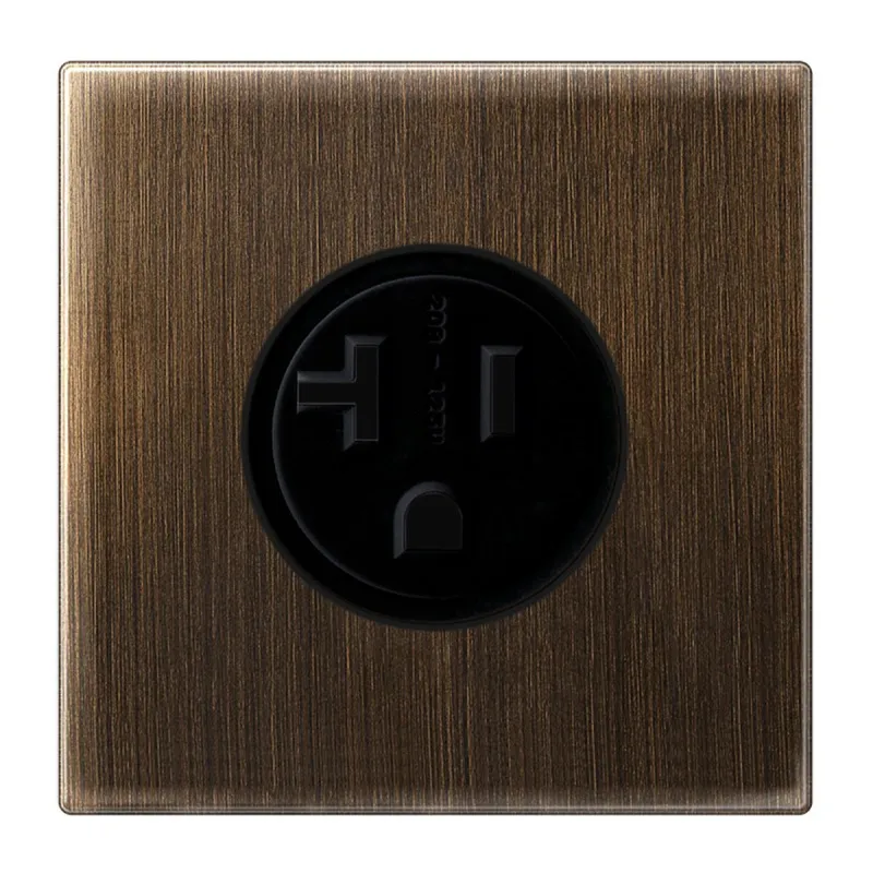 Jung Steckdose, US-Norm NEMA, 20 A 125 V ~, Schraubklemmen, ohne Krallen, Messing, Serie LS, Messing antik ME2521-20AT