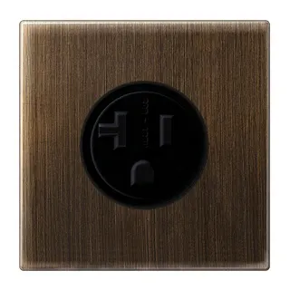 Jung Steckdose, US-Norm NEMA, 20 A 125 V ~, Schraubklemmen, ohne Krallen, Messing, Serie LS, Messing antik ME2521-20AT