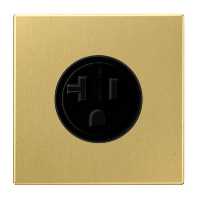 Jung Steckdose, US-Norm NEMA, 20 A 125 V ~, Schraubklemmen, ohne Krallen, Messing, Serie LS, Messing classic ME2521-20C