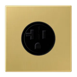 Jung Steckdose, US-Norm NEMA, 20 A 125 V ~, Schraubklemmen, ohne Krallen, Messing, Serie LS, Messing classic ME2521-20C
