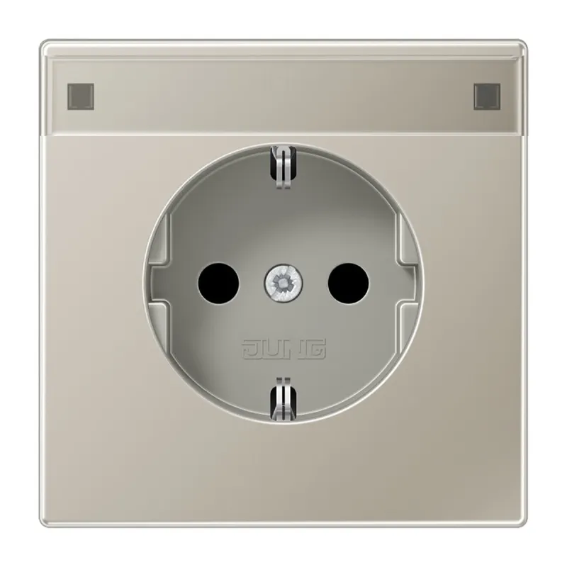Jung SCHUKO Steckdose, 16 A 250 V ~, mit Schriftfeld, SAFETY+, Serie LS, Edelstahl ES1520KINA