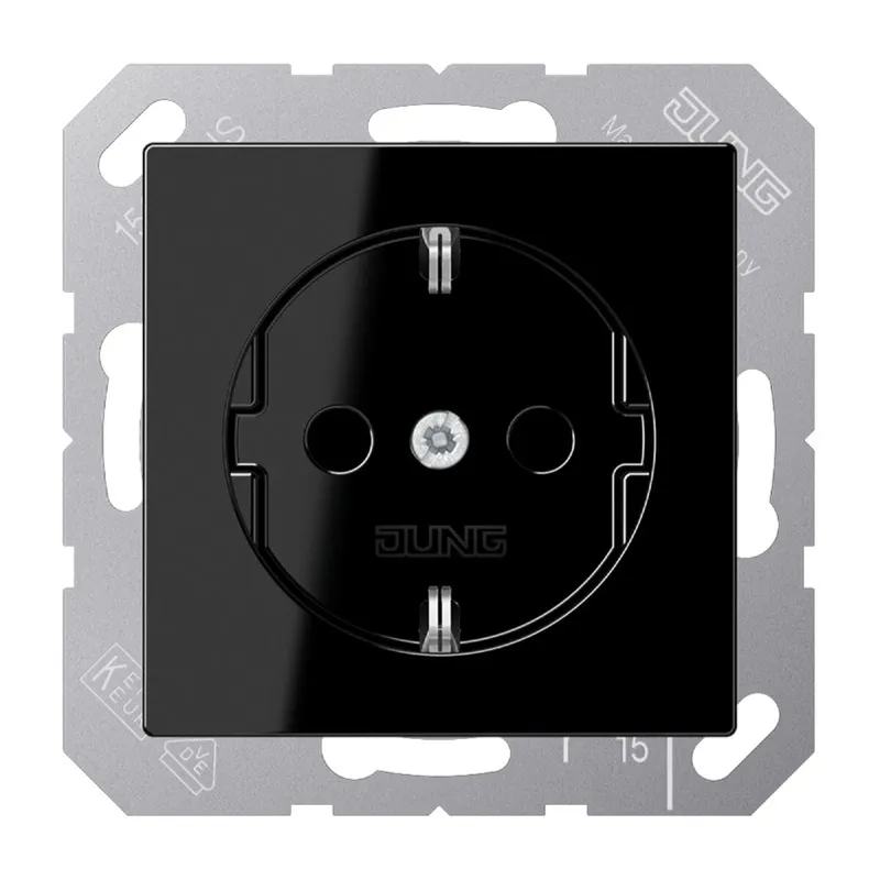 Jung SCHUKO Steckdose, 16 A 250 V ~, SAFETY+, Thermoplast, Serie A, schwarz A1520BFKISW