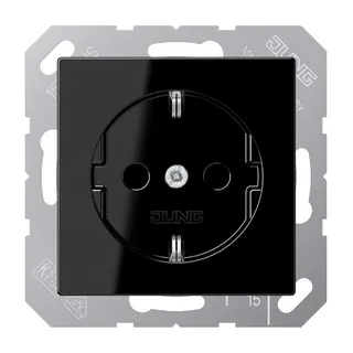 Jung SCHUKO Steckdose, 16 A 250 V ~, SAFETY+, Thermoplast, Serie A, schwarz A1520BFKISW