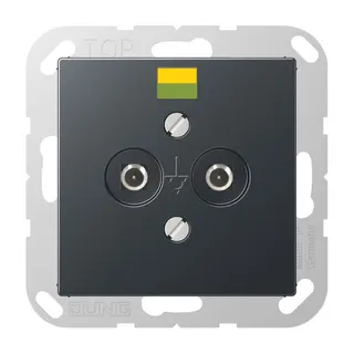 Jung Potentialausgleich-Steckdose, Thermoplast lackiert, Serie A, anthrazit matt A565-2BFANM