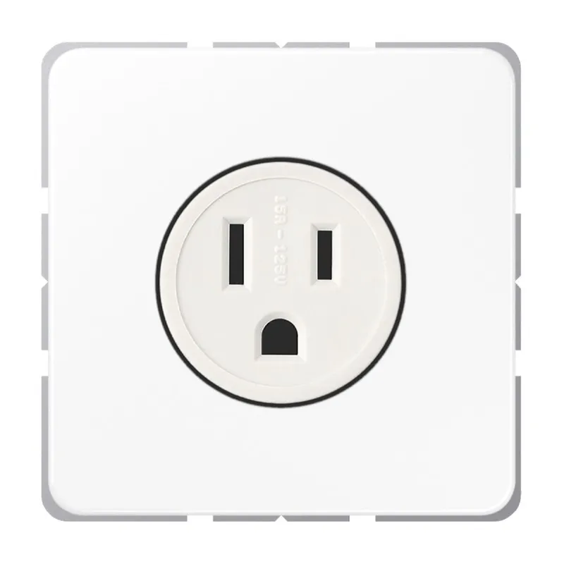 Jung Steckdose, US-Norm NEMA, 15 A 125 V ~, Schraubklemmen, ohne Krallen, Thermoplast, Serie CD, alpinweiß CD521-15WW