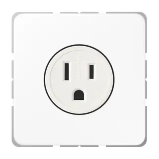 Jung Steckdose, US-Norm NEMA, 15 A 125 V ~, Schraubklemmen, ohne Krallen, Thermoplast, Serie CD, alpinweiß CD521-15WW
