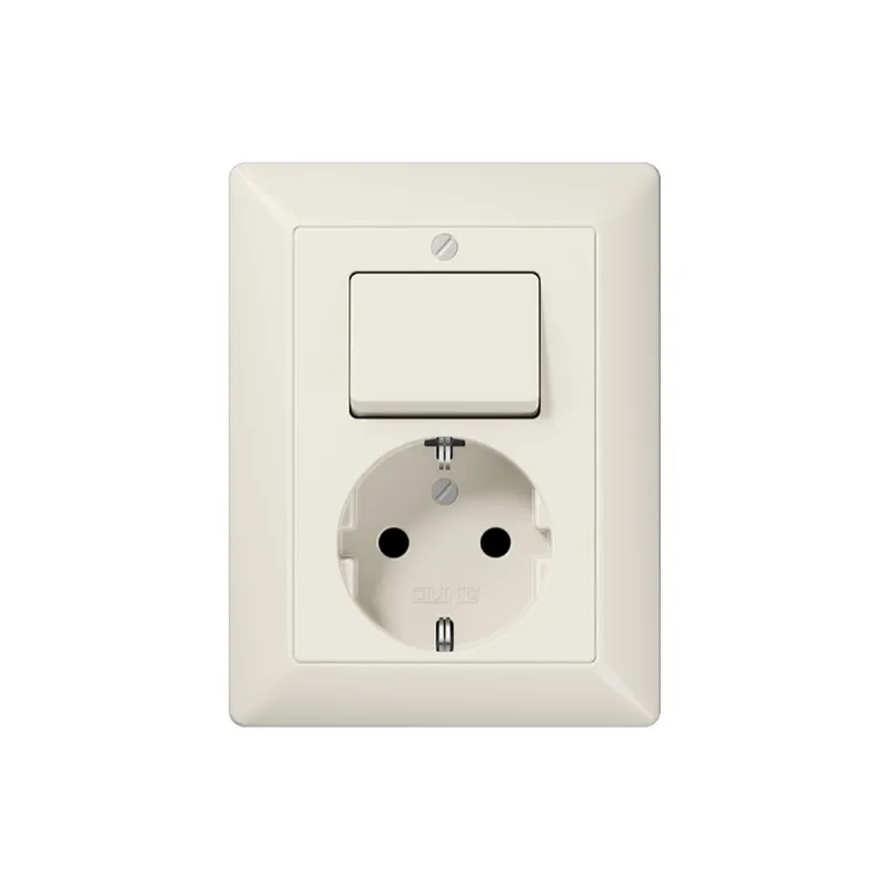 Jung SCHUKO®-Steckdose 16 A 250 V ~ mit Schalter Universal Aus-Wechsel 10 AX 250 V ~, Serie AS, weiß AS5576EU