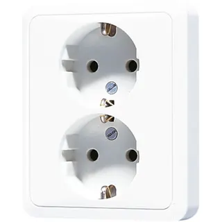 Jung SCHUKO®-Zweifach-Steckdose, 16 A 250 V ~, ohne Krallen, SAFETY+, Duroplast, Serie CD, alpinweiß CD5020NKIWW