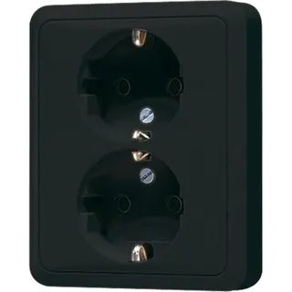 Jung SCHUKO®-Zweifach-Steckdose, 16 A 250 V ~, ohne Krallen, Duroplast, Serie CD, schwarz CD5020NSW