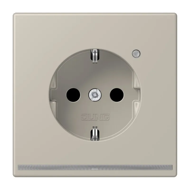 Jung SCHUKO®-Steckdose mit LED-Orientierungslicht, 16 A 250 V ~, SAFETY+, Thermoplast lackiert, Serie LS, Edelstahl ES1520-OLNW