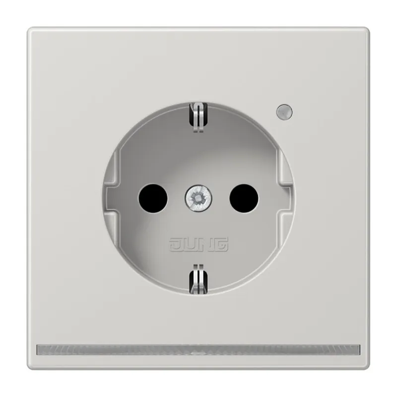 Jung SCHUKO Steckdose, 16 A 250 V ~, mit LED-Orientierungslicht, SAFETY+, Thermoplast, Serie LS, lichtgrau LS1520-OLGLNW
