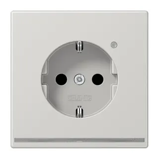 Jung SCHUKO Steckdose, 16 A 250 V ~, mit LED-Orientierungslicht, SAFETY+, Thermoplast, Serie LS, lichtgrau LS1520-OLGLNW