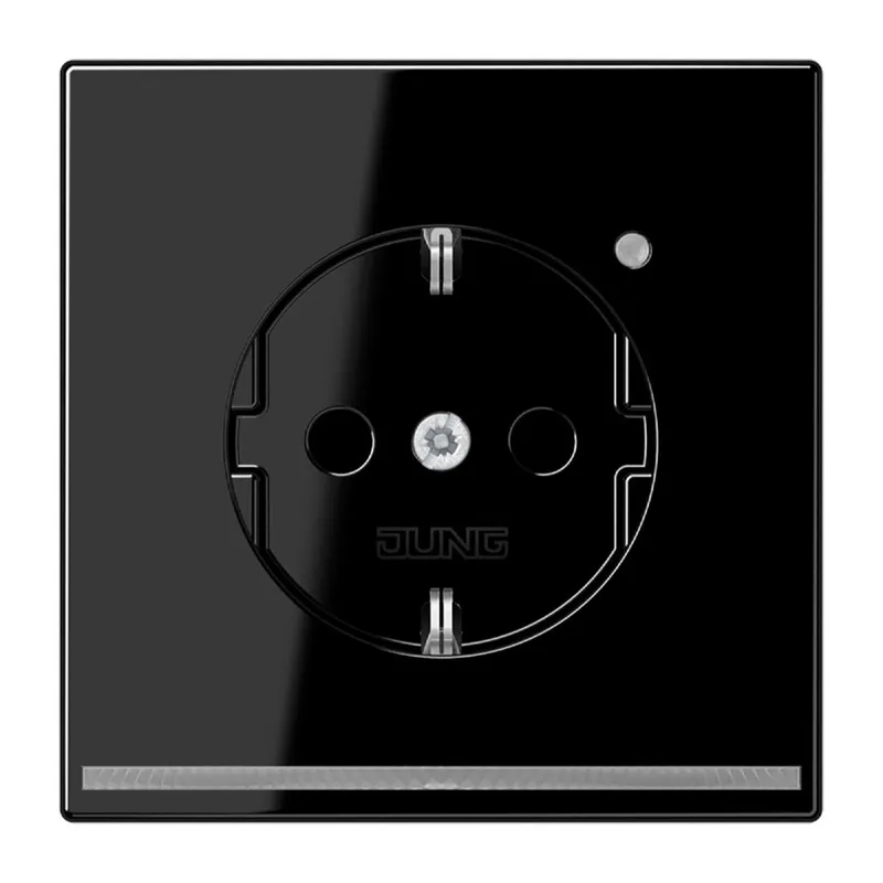 Jung SCHUKO Steckdose, 16 A 250 V ~, mit LED-Orientierungslicht, SAFETY+, Thermoplast, Serie LS, schwarz LS1520-OSWLNW