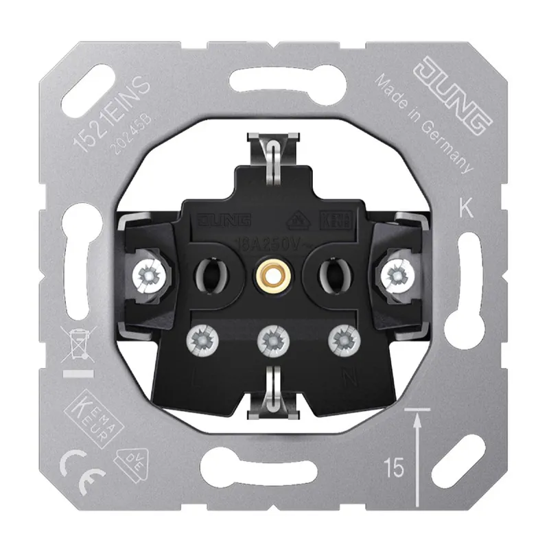 Jung SCHUKO®-Steckdoseneinsatz, 16 A 250 V ~, Schraubklemmen 1521EINS