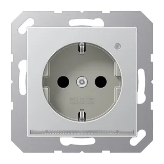Jung SCHUKO®-Steckdose mit LED-Orientierungslicht, 16 A 250 V ~, SAFETY+, Thermoplast lackiert, Serie A, aluminium A1520-OALLNW