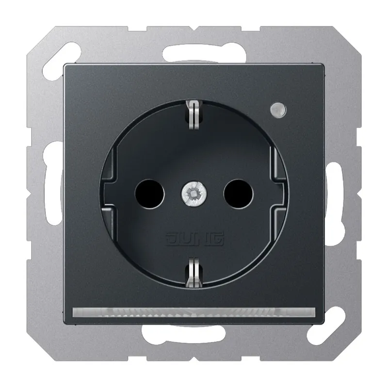 Jung SCHUKO®-Steckdose mit LED-Orientierungslicht, 16 A 250 V ~, SAFETY+, Thermoplast lackiert, Serie A, anthrazit A1520-OANMLNW