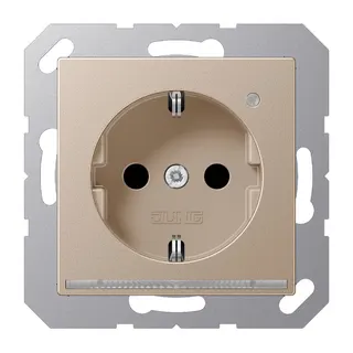 Jung SCHUKO®-Steckdose mit LED-Orientierungslicht, 16 A 250 V ~, SAFETY+, Thermoplast lackiert, Serie A, champagner A1520-OCHLNW