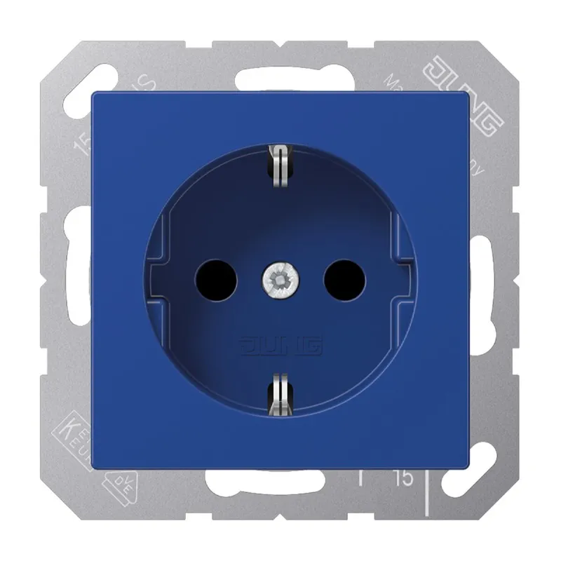 Jung SCHUKO Steckdose, 16 A 250 V ~, SAFETY+, Thermoplast, Serie AS/A, blau A1520BFKIBL