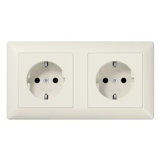 Jung Kabelkanal-SCHUKO®-Steckdose, 2fach, 16 A 250 V ~, Duroplast, Serie AS, weiß AS1522