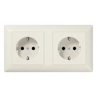 Jung Kabelkanal-SCHUKO®-Steckdose, 2fach, 16 A 250 V ~, Thermoplast, Serie AS, weiß AS1522BF