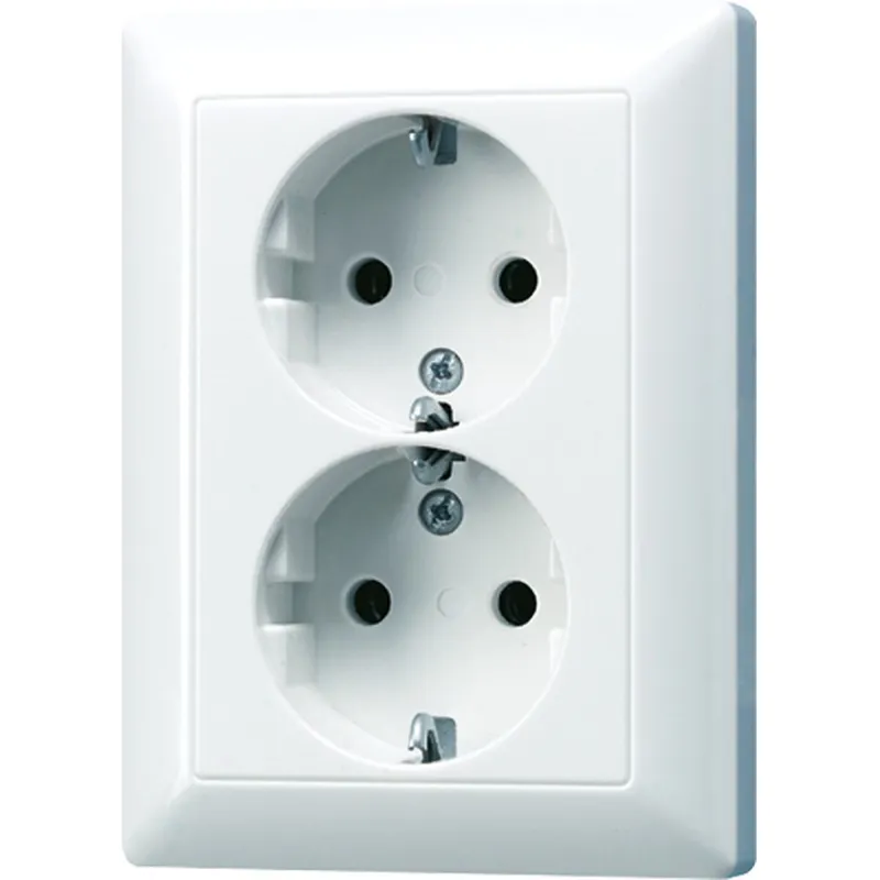 Jung SCHUKO Steckdose, 16 A 250 V ~, ohne Krallen, SAFETY+, Duroplast, Serie AS, alpinweiß AS5020NKIUWW