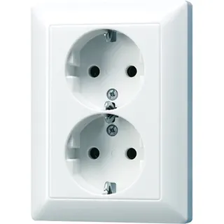 Jung SCHUKO Steckdose, 16 A 250 V ~, ohne Krallen, SAFETY+, Duroplast, Serie AS, alpinweiß AS5020NKIUWW