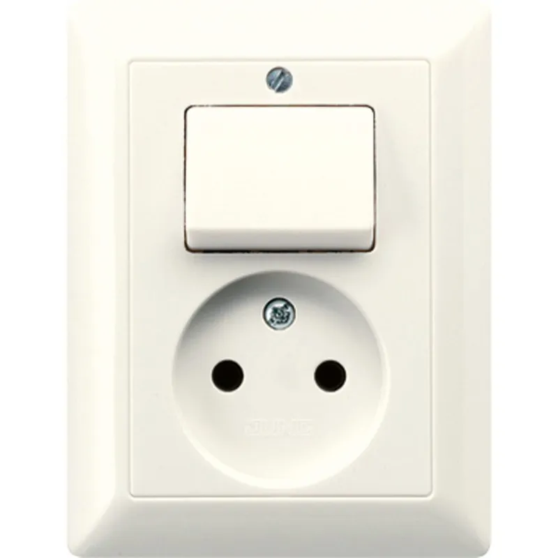 Jung Steckdose ohne Schutzkontakt 16 A 250 V ~ mit Schalter Universal Aus-Wechsel 10 AX 250 V ~, Serie AS, weiß AS5546EU